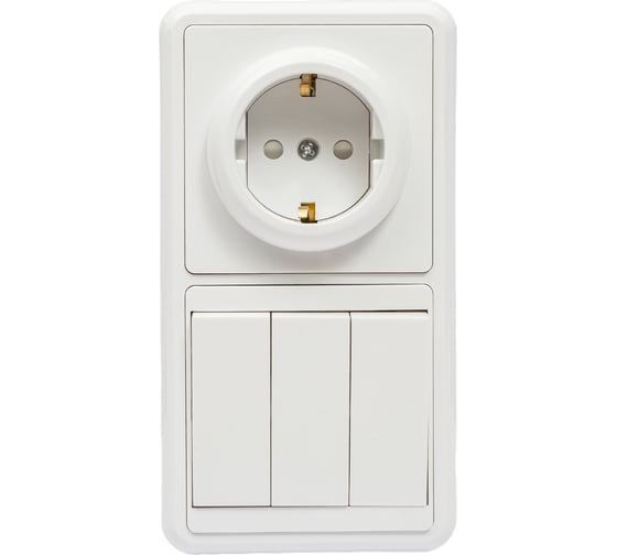Комбинированный блок TDM ELECTRIC БКВР 3-х клавишный выключатель + розетка, 2П+З, с з/ш SQ1813-0003
