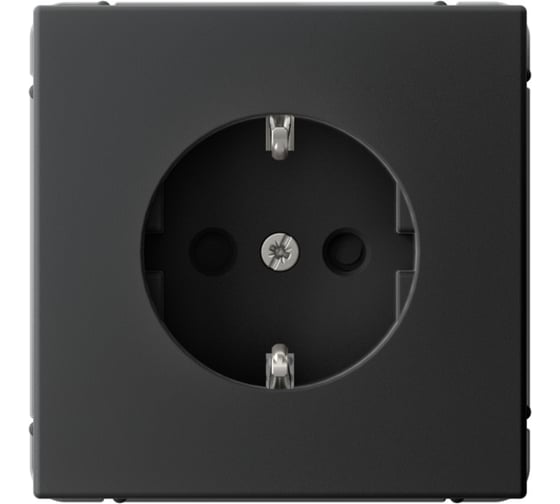 Розетка Systeme Electric ArtGallery Карбон с заземлением со шторками, 16А, механизм GAL001045