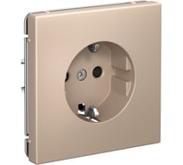 Розетка Systeme Electric ArtGallery Песочный с заземлением со шторками, 16А, механизм GAL001245
