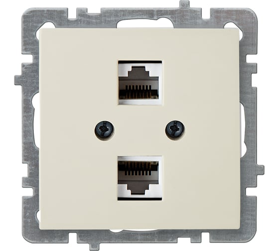Компьютерная розетка Nilson 2-местная, СУ RJ45 CAT6 , TOURAN-ALEGRA-THOR, кремовый 24120446