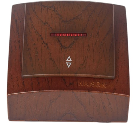 Выключатель NILSON 1ОП проходной с подсветкой орех Themis wood 26271008