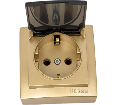 Розетка NILSON 1ОП з/к крышка золото Themis metallic 26151018