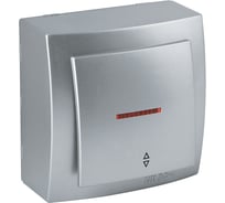 Выключатель NILSON 1ОП проходной с подсветкой серебро Themis metallic 26131008