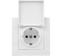 Розетка 1-местная EKF Валенсия с/з 16А белая с крышкой, защ. штор. и прокладкой IP44 EWR16-028-10-44