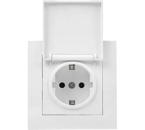 Розетка 1-местная EKF Валенсия с/з 16А белая с крышкой, защ. штор. и прокладкой IP44 EWR16-028-10-44