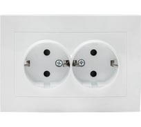 Розетка 2-местная EKF Валенсия с/з 16А белая с крышкой, защ. штор. и прокладкой IP44 PROxima EWR16-128-10-44