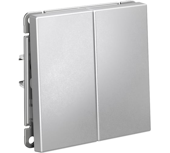 Выключатель 2-клавишный Systeme Electric ArtGallery Алюминий сх.5, 10АХ, механизм GAL000351