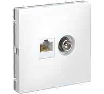 Розетка двойная ТВ + компьютерная RJ45, Systeme Electric ArtGallery Белый кат. 5Е GAL000189