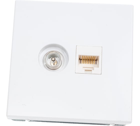 Розетка двойная ТВ + компьютерная RJ45, Systeme Electric ArtGallery Белый кат. 5Е GAL000189