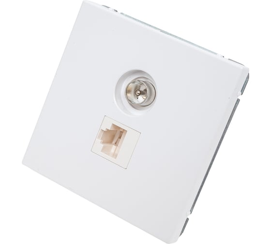 Розетка двойная ТВ + компьютерная RJ45, Systeme Electric ArtGallery Белый кат. 5Е GAL000189