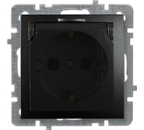 Механизм розетки NILSON 1СП з/к с крышкой черный Touran/Alegra 24220418