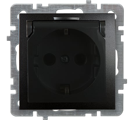 Механизм розетки NILSON 1СП з/к с крышкой черный Touran/Alegra 24220418