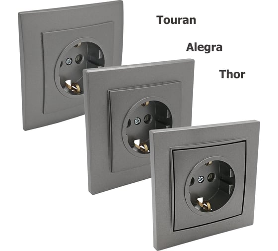 Механизм розетки NILSON 1СП з/к антрацит Touran/Alegra metallic 24160417