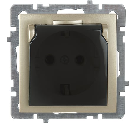 Механизм розетки NILSON 1СП з/к золото с крышкой Touran/Alegra metallic 24150418