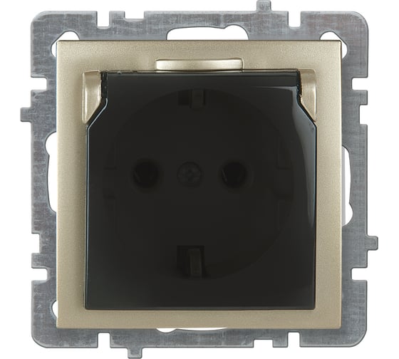 Механизм розетки NILSON 1СП з/к золото с крышкой Touran/Alegra metallic 24150418