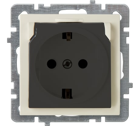 Розетка Nilson 1-местн. СУ с заз. конт. с крышкой, TOURAN-ALEGRA-THOR, кремовый 24120418