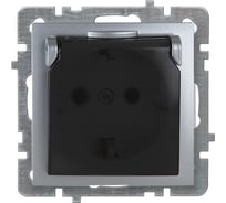 Механизм розетки NILSON 1СП з/к серебро с крышкой Touran/Alegra metallic 24130418