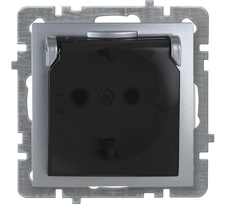 Механизм розетки NILSON 1СП з/к серебро с крышкой Touran/Alegra metallic 24130418