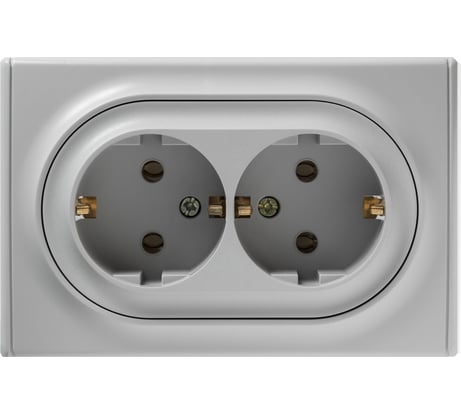Двойная розетка OneKeyElectro, с заземлением, винтовые контакты, цвет серый 1E10401302 2172836