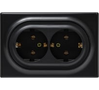 Двойная розетка OneKeyElectro, с заземлением, винтовые контакты, цвет чёрный 1E10401303 2172813