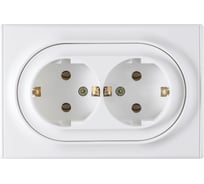 Двойная розетка OneKeyElectro с заземлением, винтовые контакты, цвет белый 1E10401300 2172767
