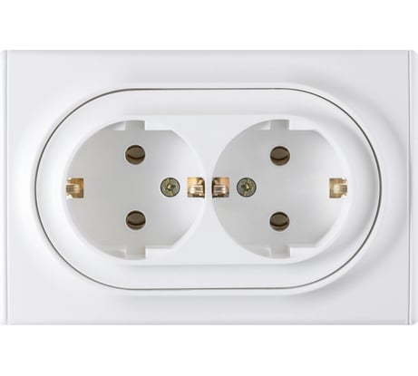 Двойная розетка OneKeyElectro с заземлением, винтовые контакты, цвет белый 1E10401300 2172767