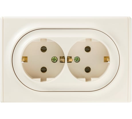 Двойная розетка OneKeyElectro с заземлением, винтовые контакты, цвет бежевый 1E10401301 2172790
