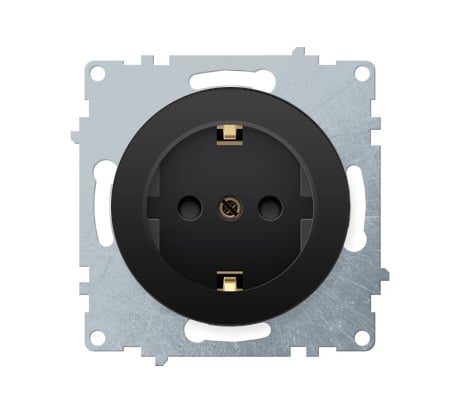 Розетка OneKeyElectro с заземлением, защитные шторки, цвет черный 1E10101303 2172810
