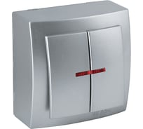 Выключатель NILSON 2ОП с подсветкой серебро Themis metallic 26131004