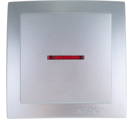 Выключатель NILSON 1ОП с подсветкой серебро Themis metallic 26131002