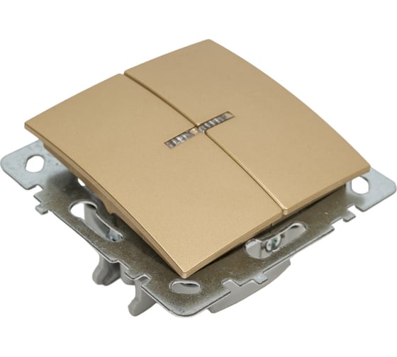 Механизм выключателя NILSON 2СП с подсветкой золото Touran/Alegra metallic 24150404