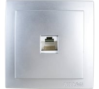 Розетка NILSON 1ОП комп серебро Themis metallic 26131044