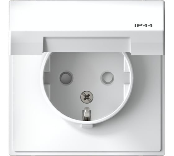 Розетка Systeme Electric ArtGallery Белый с заземлением со шторками с крышкой, 16А, IP44, механизм GAL440146