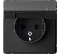 Розетка с заземлением со шторками c крышкой ArtGallery Systeme Electric 16А, IP44, механизм, Карбон GAL441046