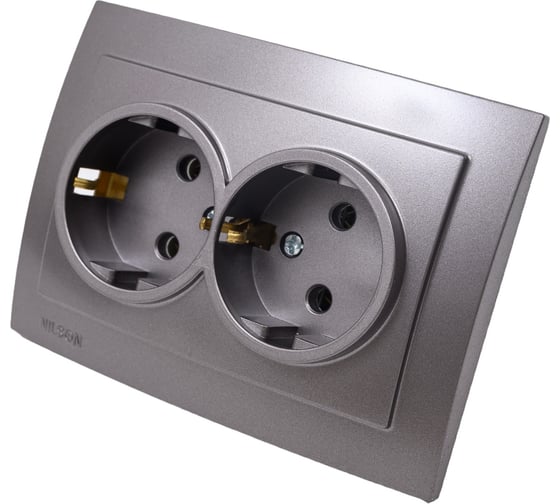 Розетка NILSON 2СП з/к антрацит Touran metallic 24161025