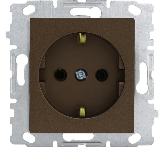Розетка Vesta Electric Roma CHOCO одинарная с заземлением без рамки FRZ00070036TKR 1