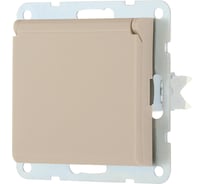 Розетка LK Studio с з/к, шторками и крышкой (шампань) LK80 843406-1
