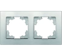 Рамка фактурная двухместная универсальная UNIVersal серия "Афина" серебро (еврослот) A10044-S