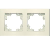 Рамка фактурная двухместная универсальная UNIVersal серия "Афина" слоновая кость (ivory) (еврослот) A10044-I
