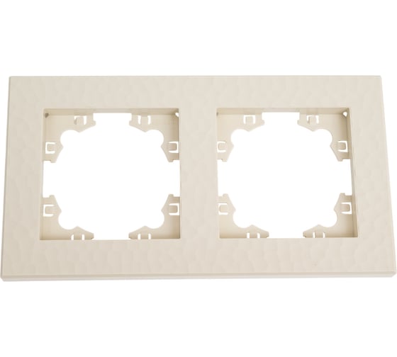 Рамка фактурная двухместная универсальная UNIVersal серия "Афина" слоновая кость (ivory) (еврослот) A10044-I