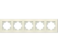 Рамка фактурная пятиместная универсальная UNIVersal серия "Афина" слоновая кость (ivory) (еврослот) A11042-I