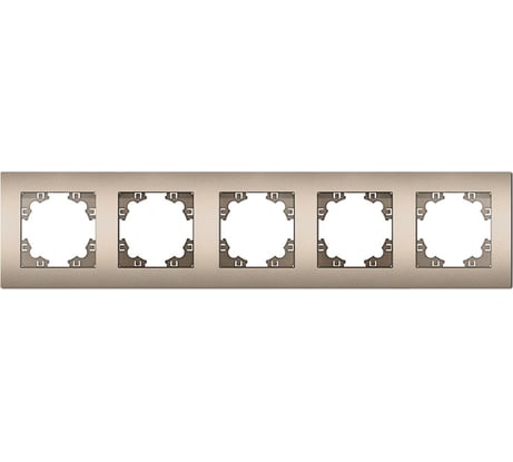 Рамка фактурная пятиместная универсальная UNIVersal серия "Афина" шампань (еврослот) A11042-Br