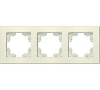 Рамка фактурная трехместная универсальная UNIVersal серия "Афина" слоновая кость (ivory) (еврослот) A10045-I