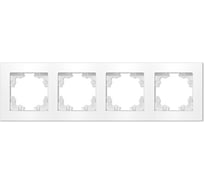 Рамка фактурная четырехместная универсальная UNIVersal серия "Афина" белая (еврослот) A10046