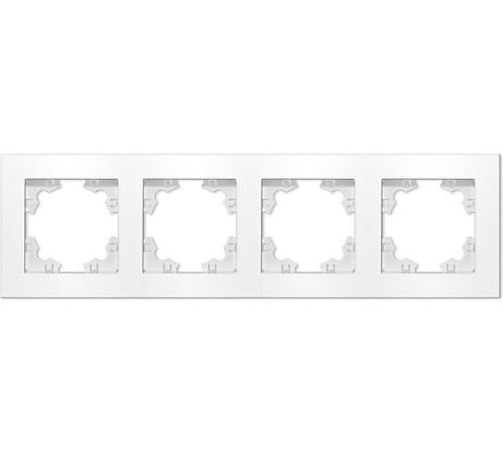 Рамка фактурная четырехместная универсальная UNIVersal серия "Афина" белая (еврослот) A10046