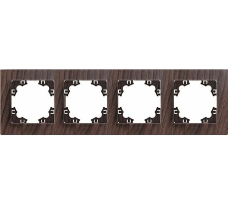 Рамка фактурная четырехместная универсальная UNIVersal серия "Афина" венге (еврослот) A10046-V