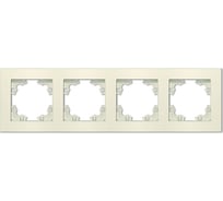 Рамка фактурная четырехместная универсальная UNIVersal серия "Афина" слоновая кость (ivory) (еврослот) A10046-I
