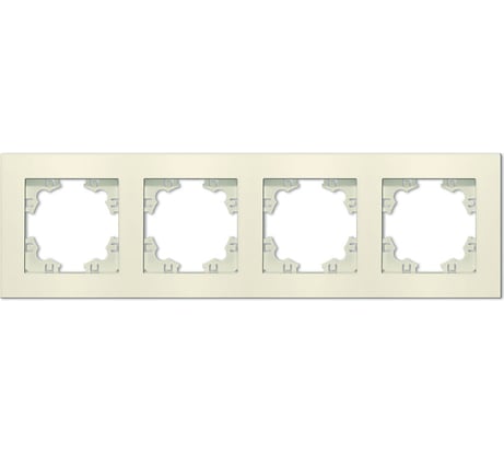 Рамка фактурная четырехместная универсальная UNIVersal серия "Афина" слоновая кость (ivory) (еврослот) A10046-I