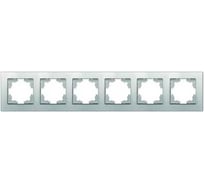 Рамка фактурная шестиместная универсальная UNIVersal серия "Афина" серебро (еврослот) A11043-S