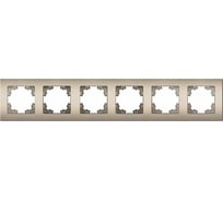 Рамка фактурная шестиместная универсальная UNIVersal серия "Афина" шампань (еврослот) A11043-Br